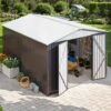 10' X 12' Storage Shed Large, Metal Sheds & Outdoor Storage 10x12, Lockable Outdoor Shed Utility And Tool Storage For Garden, Backyard, Patio, White