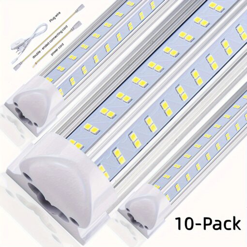 10-pack Led Shop Light, 8ft 120w 18800lm 5000k, Daylight White, V Shape, Clear Cover, , Shop Lights, T8 Led Tube Lights, Led Shop Lights For Garage 8