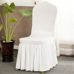 100 pieces White Spandex Chair Cover Ruffled Pleated Skirt Slipcover Hotel Ceremony Wedding