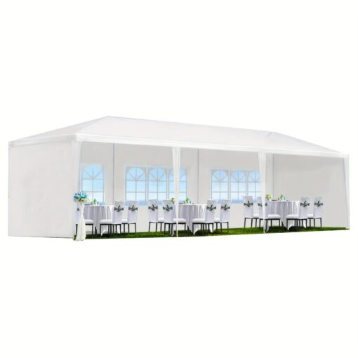 10x30' Wedding Party Canopy Tent Outdoor Gazebo With 5 Removable Sidewalls, Suitable For Outdoor, Garden, Terrace, Patio