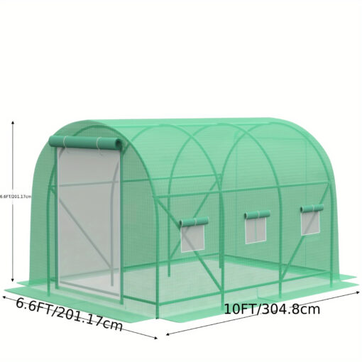 10x7x7 Ft Walk-in Greenhouse Upgraded Green House With Dual Zippered Screen Doors & 6 Screen Windows Heavy Duty Plastic Plant Warm House With