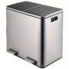 12 Gallon Dual Trash Can, 48l Stainless Steel Kitchen Garbage Can, Step-on Classified Recycle Garbage Bin With Removable Inner Buckets, For Kitchen,