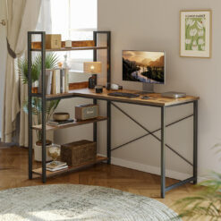 120X84 Cm Computer Desk With Storage Shelf, Brown