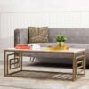 120cm Coffee Table for Living Room Furniture, Wood and Metal Centre Table - Gold, Cream - Vanity Living