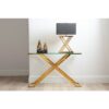 120cm Metal Console Table for Living Room Furniture, Modern Glass Top Hallway Table, Entrance Table - Gold - Vanity Living