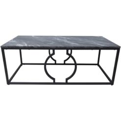 120cm Rectangular Coffee Table for Living Room Furniture, Centre Table with Metal Base - Matte Black