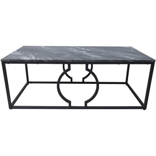 120cm Rectangular Coffee Table for Living Room Furniture, Centre Table with Metal Base - Matte Black