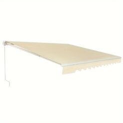 12'×10'ft Retractable Patio Awning Aluminum Deck Sunshade Shelter Outdoor Beige