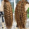 13x4 Human Hair Wig Glueless Wig P4/27 Highlight Long Deep Wave Wig Long Curly Wavy Wig 180% Density Natural Hairline With Pre Plucked Baby Hair