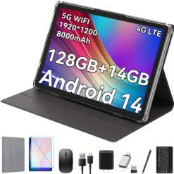 14 Tablet, 10inch 4g Tablet 128gb+14 (8+6 )gb, 5g +4g , -, 13mp +8mp , Gps, 1tb , Hd Ips, 8000mah, , Gps, , Touch , Tablet Bundle, 4g Phone Tablet,