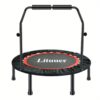 1pc 40" Folding Mini Fitness Trampoline, With Adjustable Handles, For Indoor Exercise, Workout, Max Load 330lbs