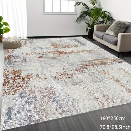 1pc Artificial Cashmere Carpet, Abstract Art Pattern Imitation Cashmere Mat, Machine Washable Rug With Non-slip Bottom, Suitable For Hotel Restaurant