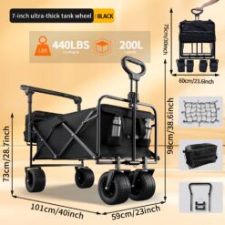 (1pc) Collapsible Wagon Cart Heavy Duty Foldable, Foldable Outdoor Utility Vehicle, Portable Foldable Trolley, Garden Cart With Mesh Cover, Hanging