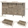 1pcs Farmhouse 6 Drawers Dresser For Bedroom, Chest Of Drawers With Sliding Barn Door, Bedroom Rustic Gray Long Storage Dressers