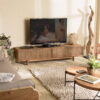 2 Drawer TV Stand In Reclaimed Teak Wood And Natural Weave