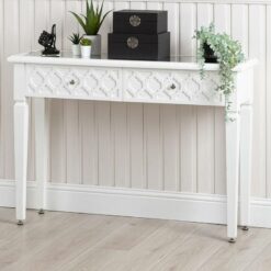 2 Drawers White Wooden Console Table for Hallway & Living Room Furniture, 82cm Slim Entryway Table - White