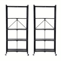 (2 Pack) 5-tier Storage Shelving Heavy Duty Metal Shelf Foldable Shelf With Wheels Shelf Shelving Storage Rack