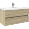 2 Piece Bathroom Furniture Set Ceramic and Engineered Wood vidaXL