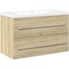 2 Piece Bathroom Furniture Set Sonoma Oak Engineered Wood Vidaxl