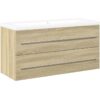 2 Piece Bathroom Furniture Set Sonoma Oak Engineered Wood vidaXL