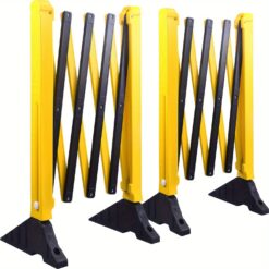 [2 X 8.5' Ft] Expandable Barricades Yellow Black Portable Temporary Barriers With Heavy Feet Base, Safety Gate For Indoor & Outdoor, Plastic