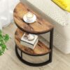 2-tier End Table Semi Circle, Small Half Round Side Table With Storage Shelf, Wood Accent Table Slim C Table For Sofa Couch, Living Room, Bedroom,