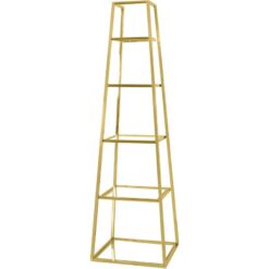 200cm BookShelf for Living Room Furniture, 5 Tier Metal Ladder Bookcase with Gold Finish - Gold