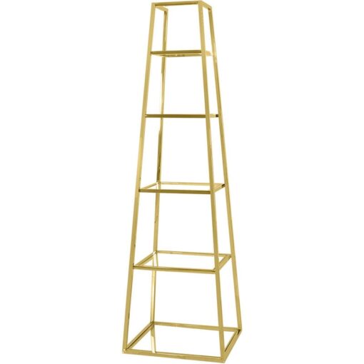 200cm BookShelf for Living Room Furniture, 5 Tier Metal Ladder Bookcase with Gold Finish - Gold