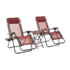 2+1! 0 Gravity Chair With Side Table, Set Of 2, Red, 2-pack Of Chairs With Side Table For Comfort And When Outdoors, 2 Removable Headrest Pillows And