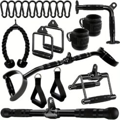 21 Pcs Cable Attachments For Gym Set With Wide Grip Lat Pull Down Bar, Lat Pulldown Attachments, Cable Machine Attachment, Pull Down Attachment, Home