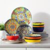 24 Pieces Bohemian Style Porcelain Dinnerware Sets, Dishes Set For 6