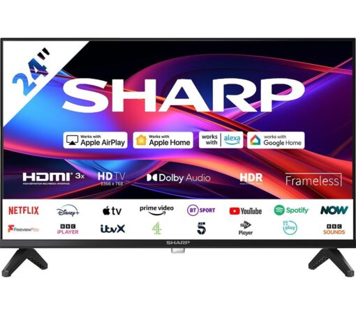 24" SHARP 1T-C24GD2725K Roku TV Smart HD Ready HDR LED TV, Black