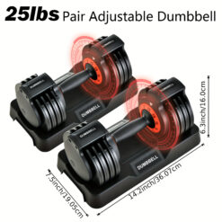 25 Lb Adjustable Dumbbells Pair - 5lb 10 Lb 15 Lb 20 Lb 25 Lb 5 In 1 Dumbbells Adjustable Weight, Compact Quick Adjusting Dumbbells Set For Full Body