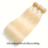 3 Bundles Of 100% Human Hair Straight Wefts: 26, 28, 30 Inch Lengths - Perfect For Blondes - Suitable For All Hair Types