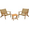 3 Piece Balcony Furniture Set Acacia Wood Natural Progarden