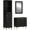 3 Piece Bathroom Furniture Set Black Engineered Wood Vidaxl