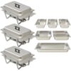 3 Piece Chafing Dish Set Stainless Steel Vidaxl