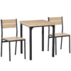 3 Pieces Compact Dining Table 2 Chairs Set Wooden Metal Legs Kitchen Home Furniture