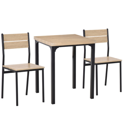 3 Pieces Compact Dining Table 2 Chairs Set Wooden Metal Legs Kitchen Home Furniture