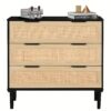 3-drawer Modern Rattan Chest Of Drawers, Bedroom Dresser, Versatile Storage Cabinet For Lab, Living Room, Entryway