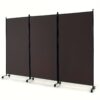 3-panel Folding Room Divider 6ft Rolling Privacy Screen W/lockable Wheels Grey