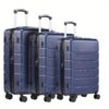 3-piece Luggage Set, Casual Style Expandable Hardshell Suitcases With Spinner Wheels, Durable Lightweight Abs Travel Cases, Tsa Lock, Blue -