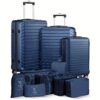 3-piece Luggage Set With 7pcs Storage Bag, Password Lock And Abs Material Suitcase For Travel Use