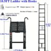 3.2m/10.5ft Telescopic Ladder With Safety Hooks, Black Multi-purpose Folding Aluminium Telescoping Ladder Foldable Ladder Extension Ladder Extendable