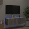 31cm x 100cm x 35cm VidaXL TV stand with LED lights in concrete gray 100cm x 35cm x 31cm