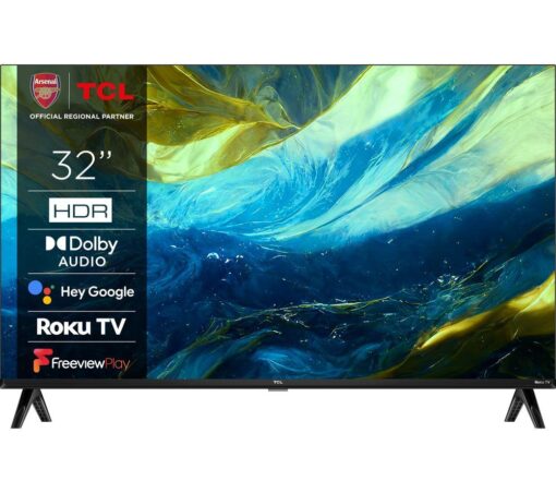 32" TCL 32RS550K Roku TV Smart Full HD HDR LED TV, Black