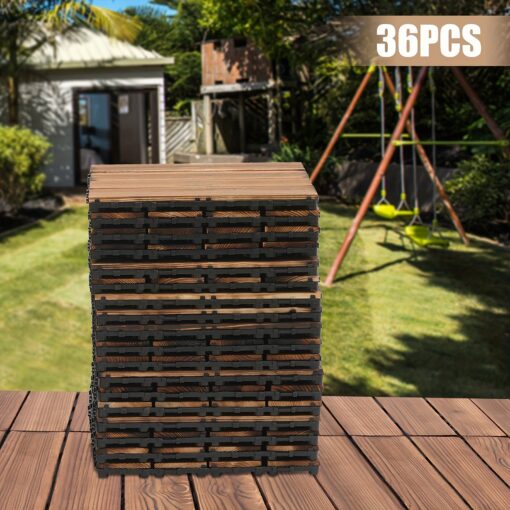 36/72/108/216pcs 12''x12''deck Patio Tile Interlocking Wood Flooring Tiles Outdoor