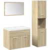 4 Piece Bathroom Furniture Set Sonoma Oak Engineered Wood Vidaxl