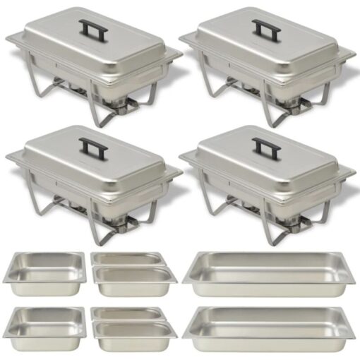 4 Piece Chafing Dish Set Stainless Steel Vidaxl