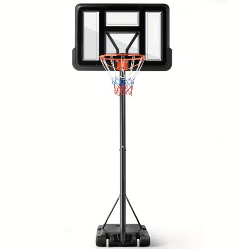 4.2-10ft Adjustable Height Portable Basketball Hoop Outdoor, 44 Inch Shatterproof Backboard W/shock Absorbent Rim, Fillable Base